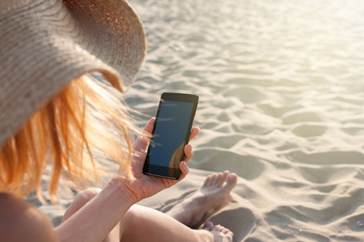 cell phone on the beach